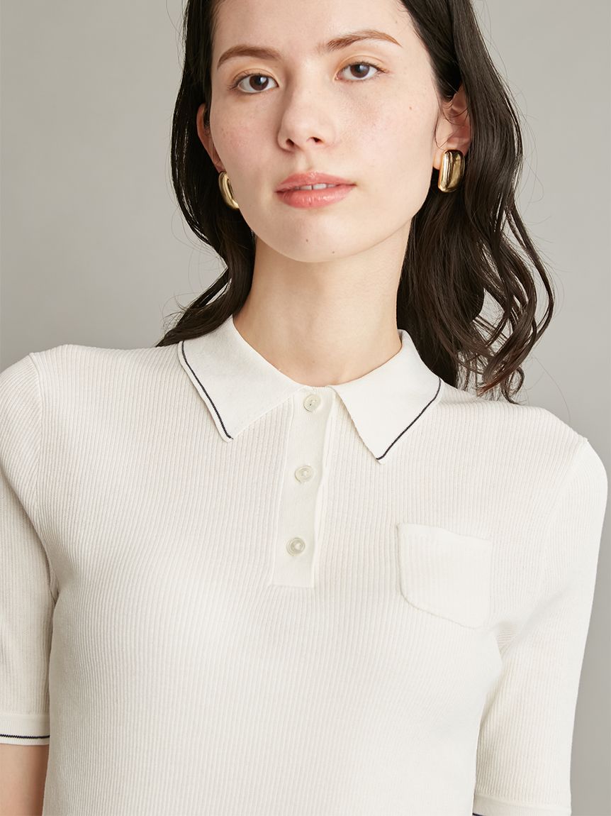 WEB限定カラー】シアーリブポロニット(ポロシャツ)｜トップス｜Mila