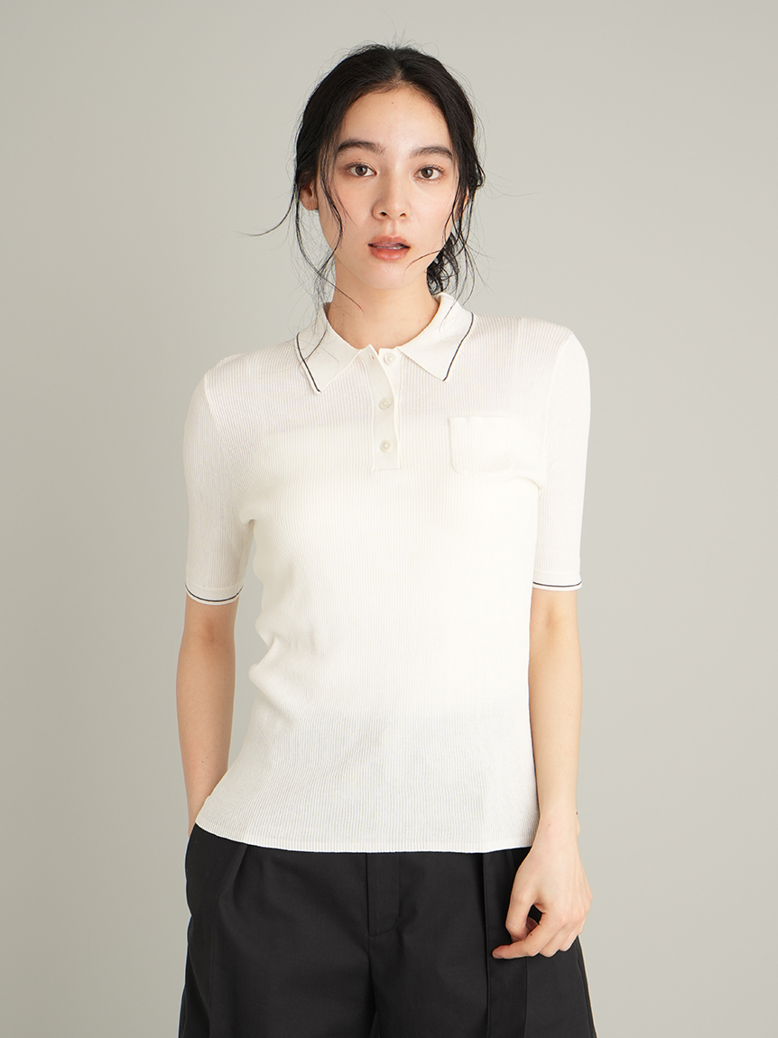 WEB限定カラー】シアーリブポロニット(ポロシャツ)｜トップス｜Mila
