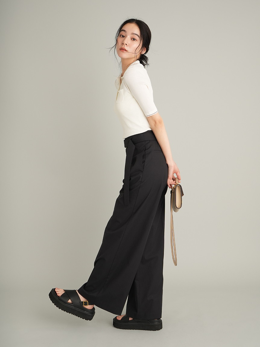 WEB限定カラー】シアーリブポロニット(ポロシャツ)｜トップス｜Mila