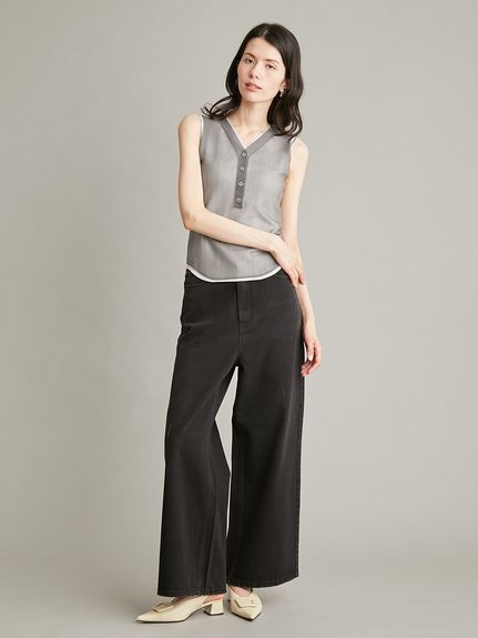 Mila Owen ニットタンクトップ付レイヤードシャツ シアレイヤードヘンリーネックニット(タンクトップ)｜トップス｜Mila
