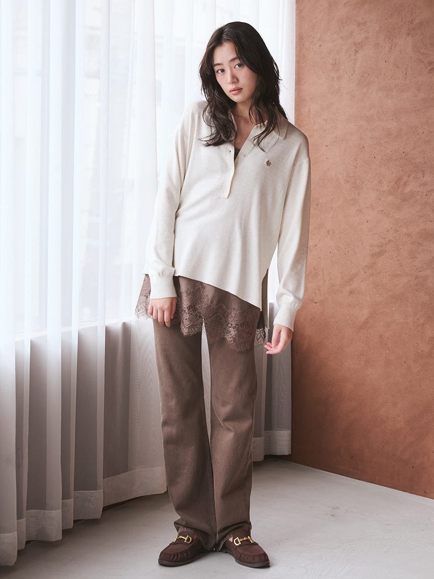 シルク混スキッパーポロニット(ニット・セーター)｜トップス｜Mila