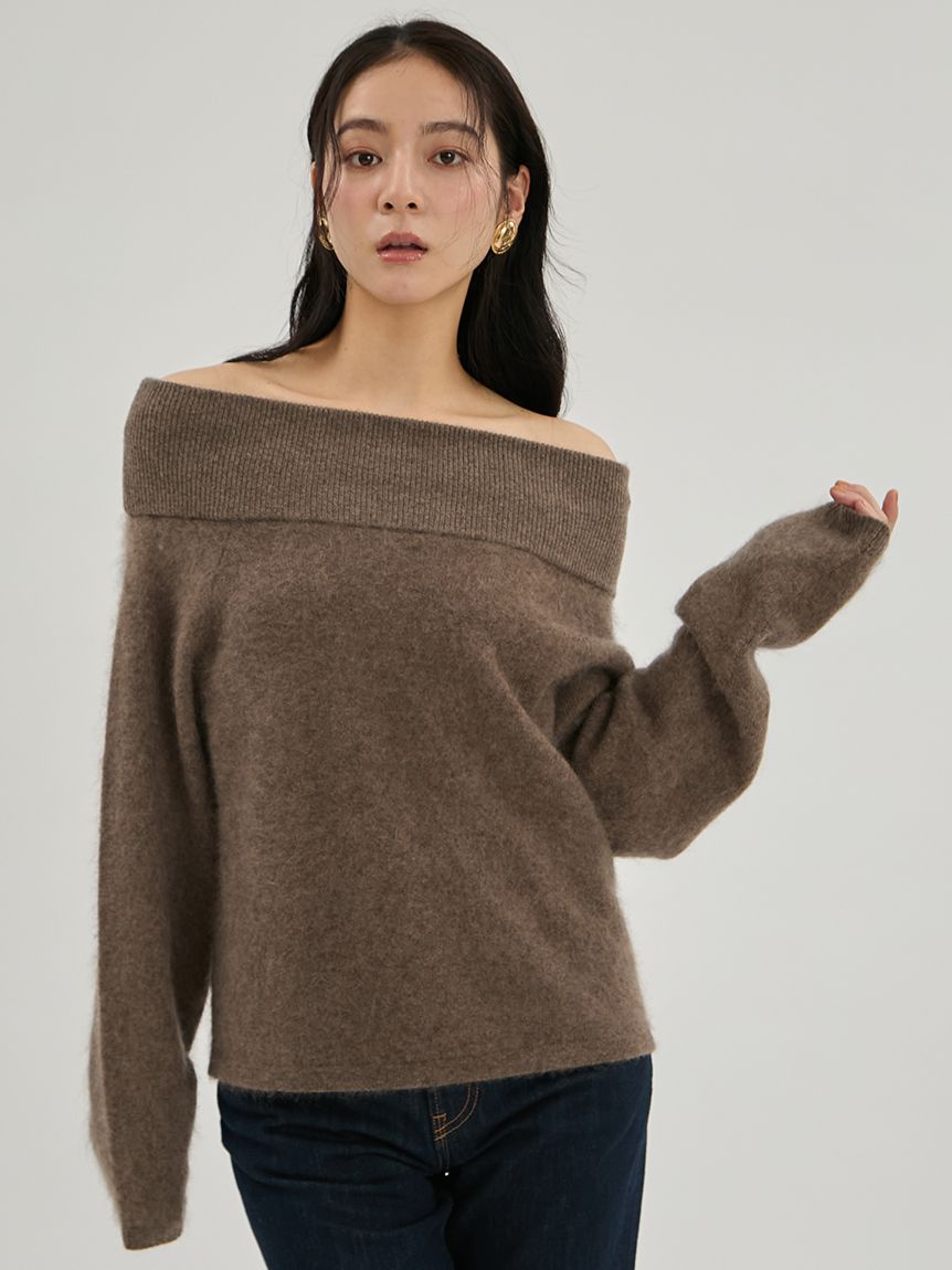 wool100%ミンクタッチオフショルニット(ニット・セーター)|トップス wool100%ミンクタッチオフショルニット(ニット・セーター)|トップス