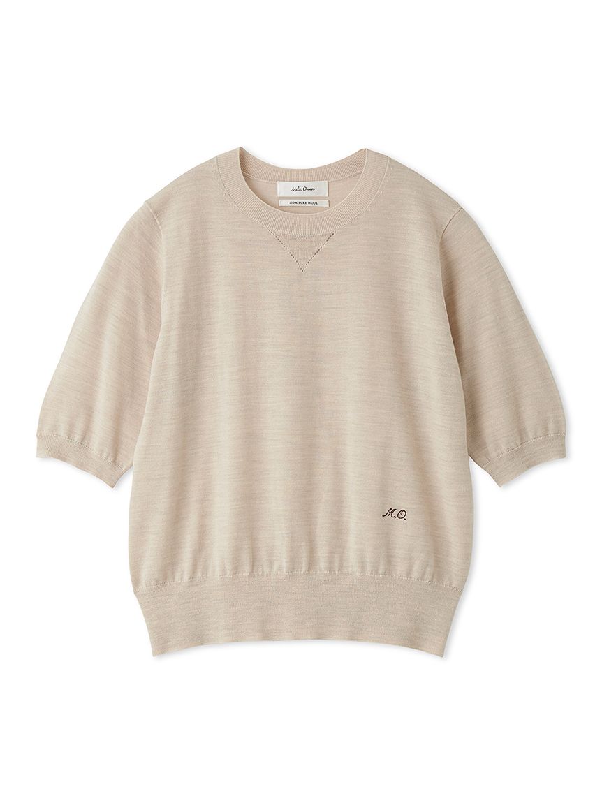 wool100％ハイゲージクルーネック半袖プルオーバー(ニット・セーター