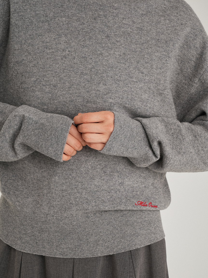 wool100％クルーネックベーシックニットトップス(ニット・セーター