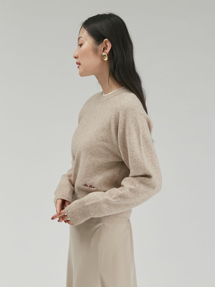 wool100％クルーネックショート丈ニット(ニット・セーター
