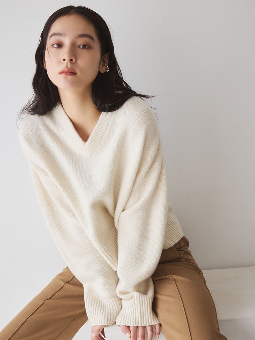 ウールカシミヤVネックニット(ニットワンピース)｜ワンピース｜Mila