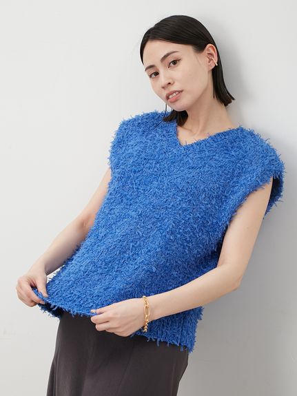 【新品・未使用】Milla owenベストジレ 前後2WAYチュールヤーンニット 前後2WAYチュールヤーンニットベスト(ベスト)｜アウター｜Mila