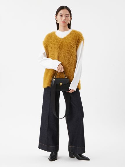 Vネックシャギーニットベスト(ベスト)｜アウター｜Mila Owen（ミラ