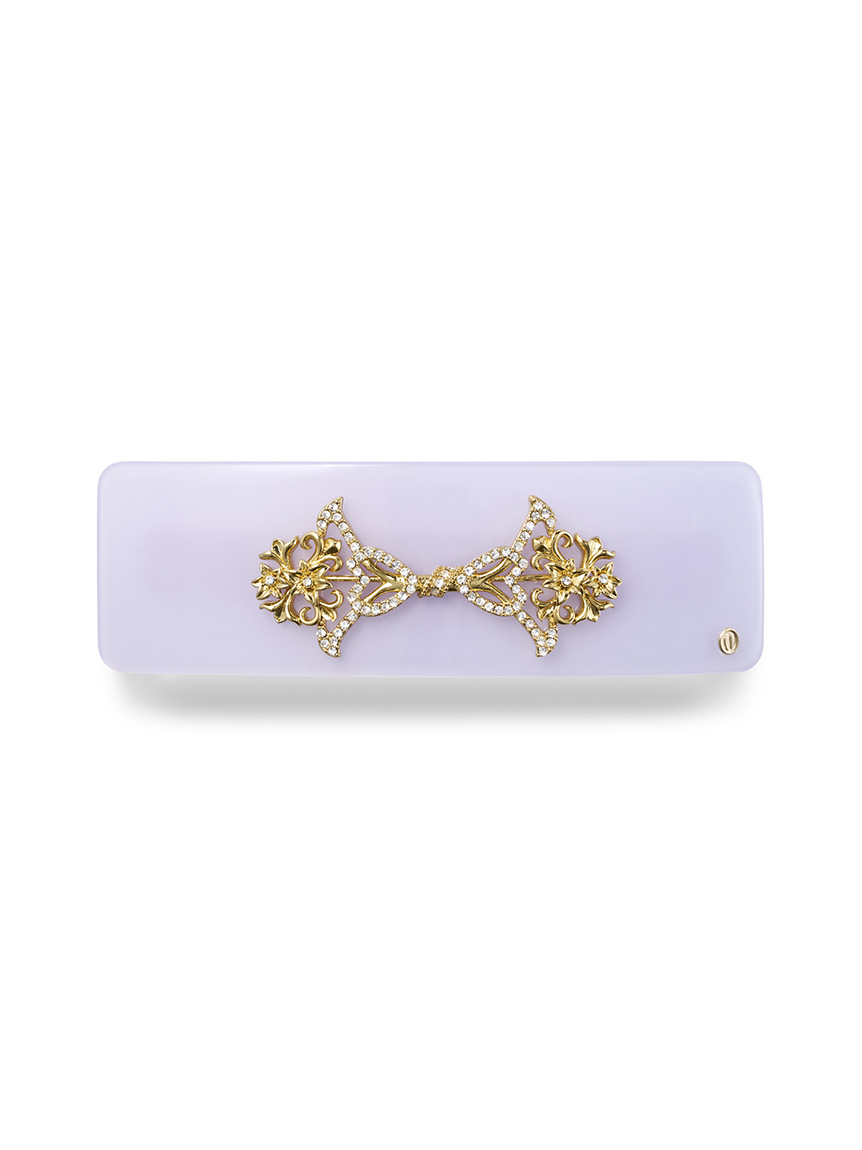 ALEXANDLE ベージュのローズデザイン　バレッタ バレッタ (8 cm)｜ALEXANDRE DE PARIS（アレクサンドル ドゥ パリ）