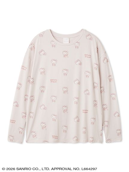 gelato pique】【LADIES】総柄ロングTシャツ(ルームウェア・インナー