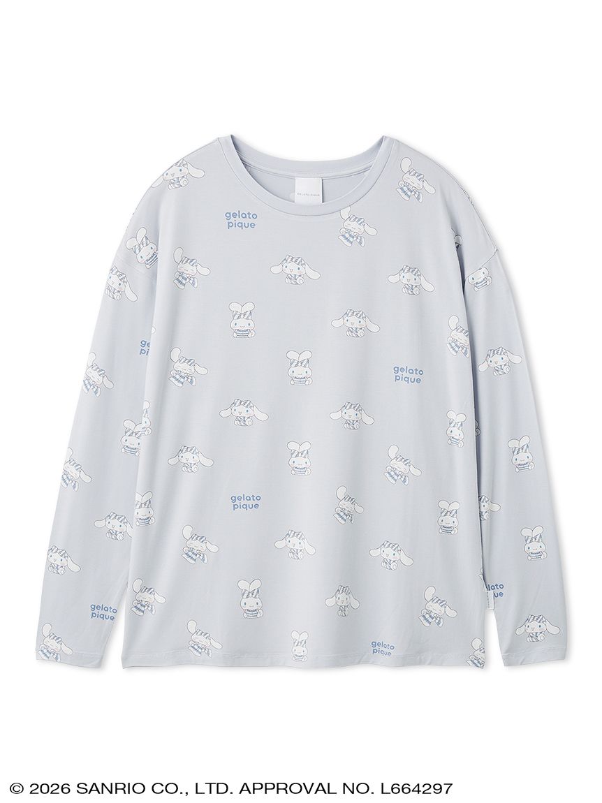 gelato pique】【LADIES】総柄ロングTシャツ(ルームウェア・インナー
