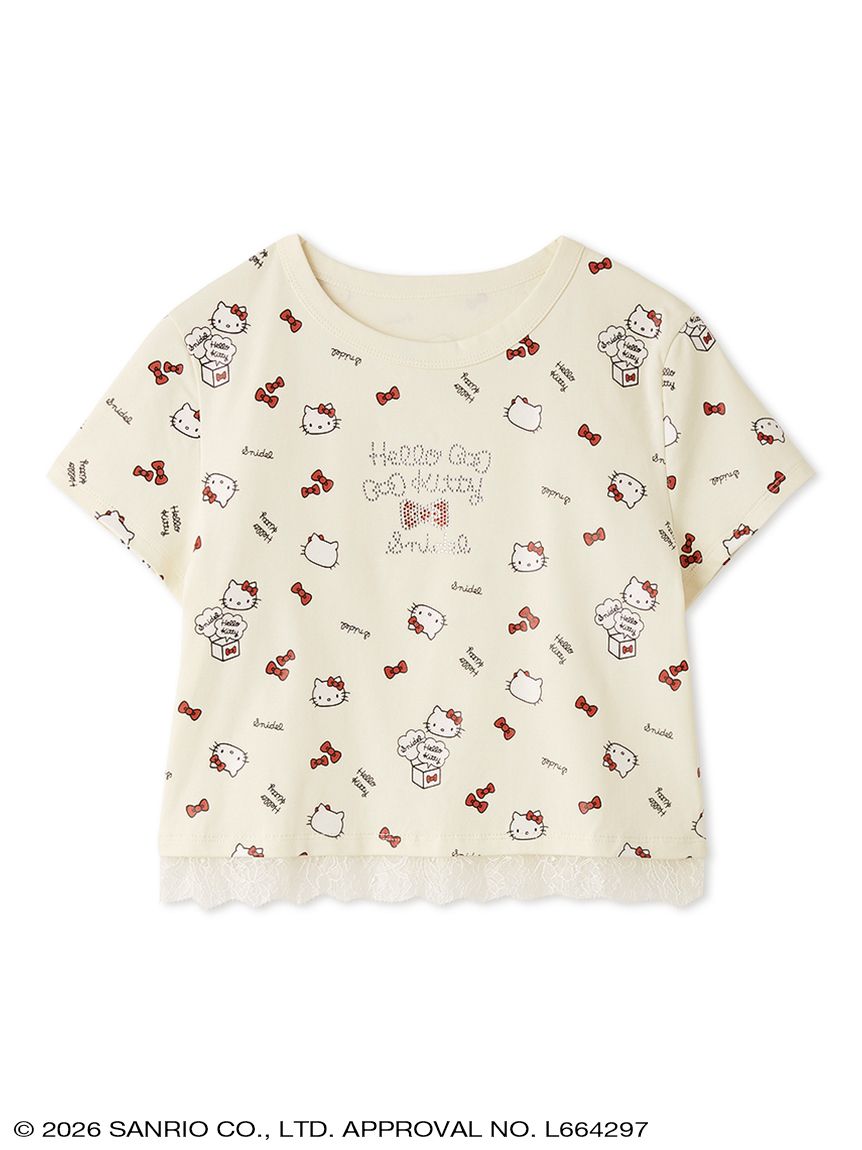 SNIDEL】ハローキティ クロップドレースTシャツ(トップス) │sanrio