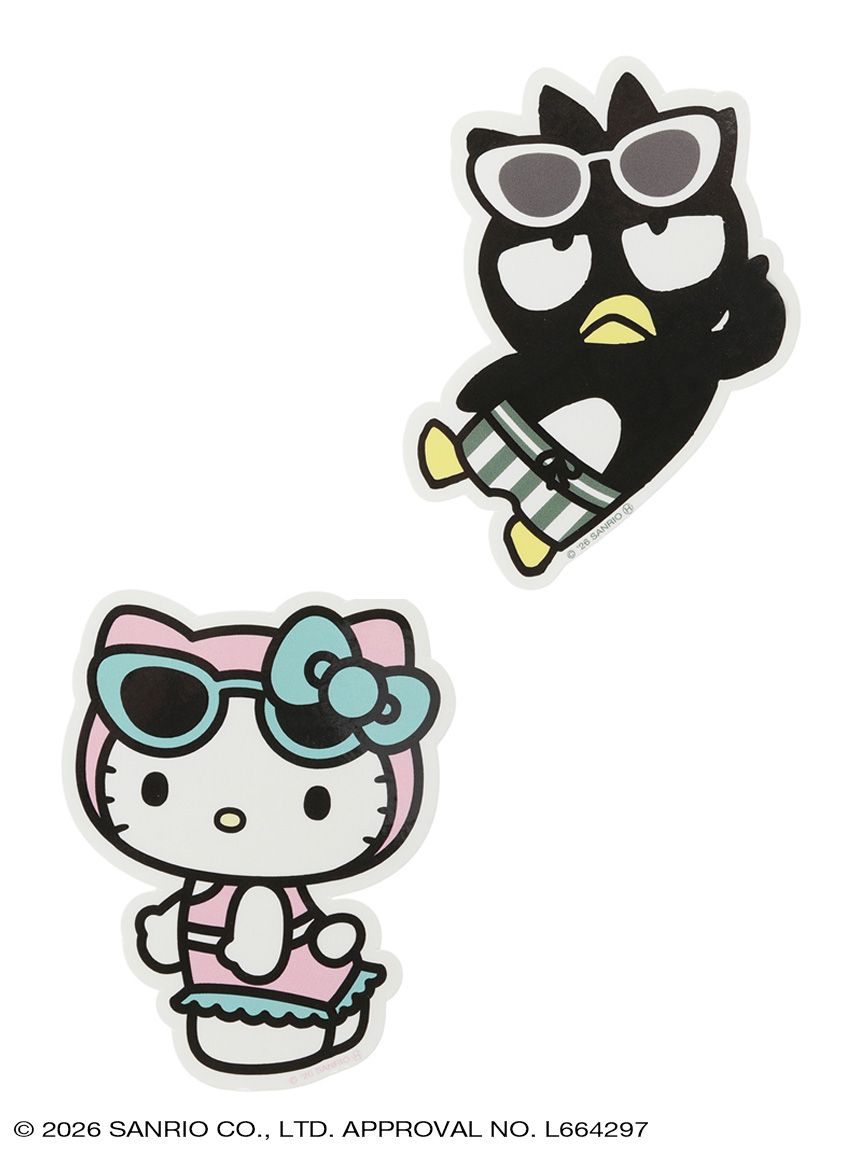 Sanrio ハローキティ バットバツマル ポチャッコ キティグッズ Kitty SUMMER BEACH CLUB】ハローキティ バッドばつ丸 ステッカー2枚セット