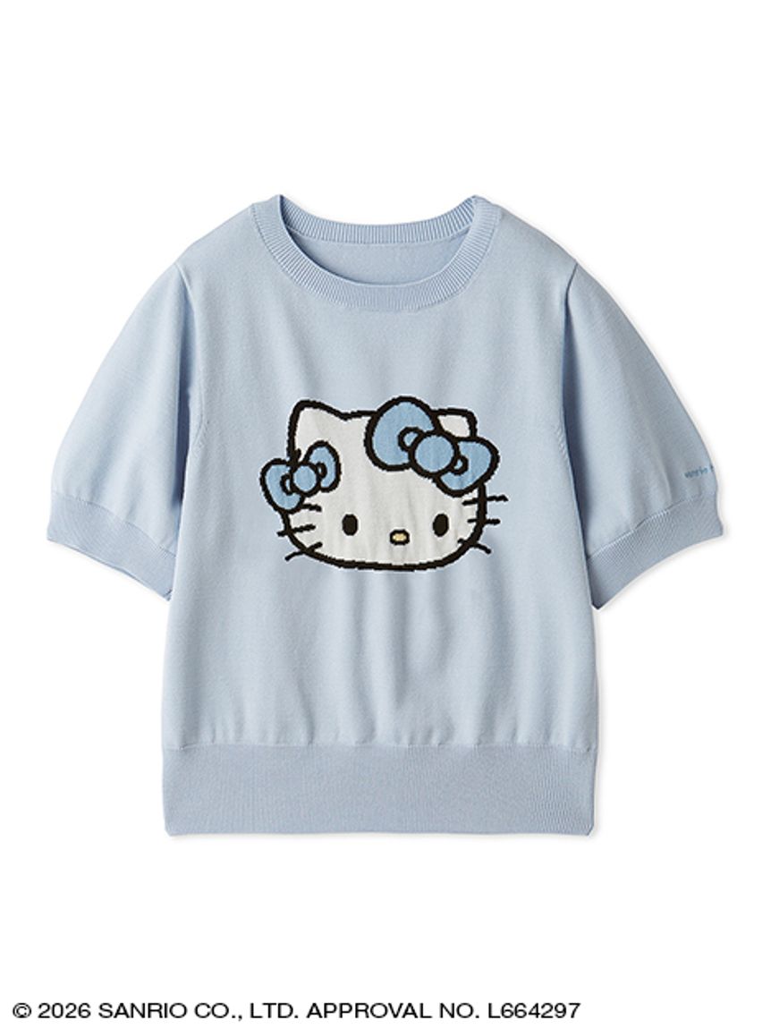 ONLINE限定カラーあり】ハローキティクルーネック半袖ジャガードニット