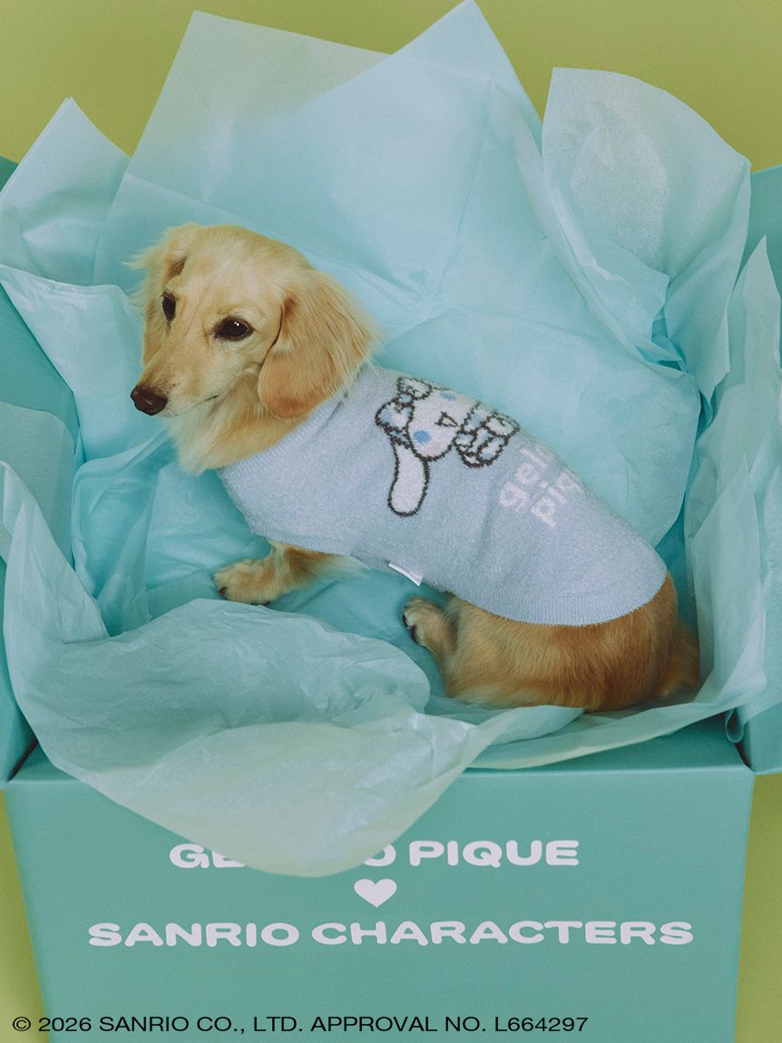 サンリオハウス ジェラピケ CAT＆DOG スムーズィープルオーバー Lサイズ gelato pique】【CAT＆DOG】スムーズィープルオーバー(ウェア
