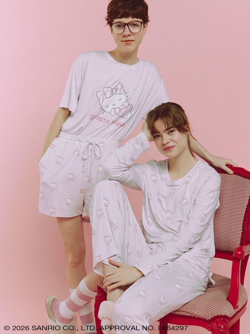 gelato pique】【LADIES】総柄ロングTシャツ(ルームウェア・インナー