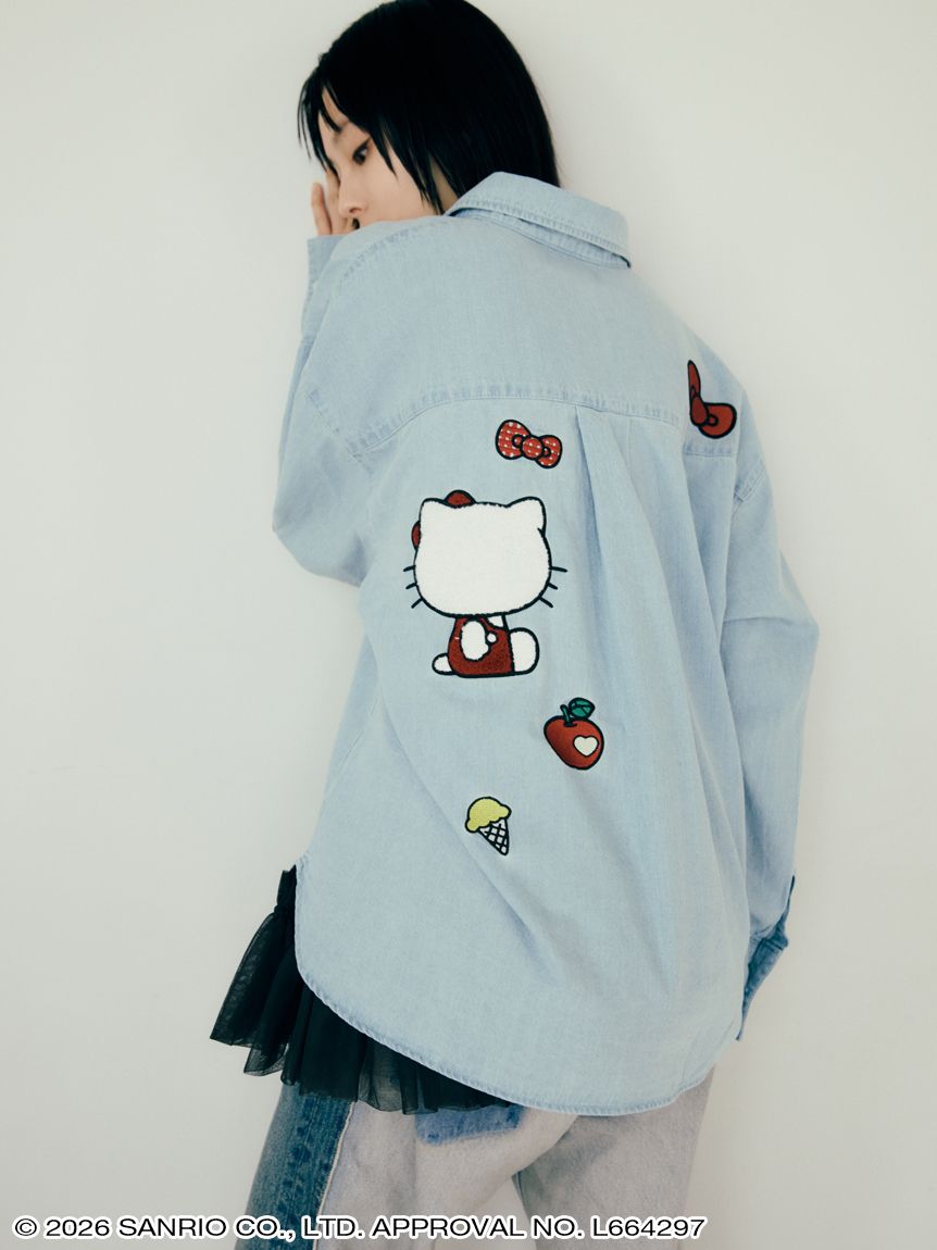 サガラ刺繍ワッペンオーバーデニムシャツ(トップス) │sanrio house