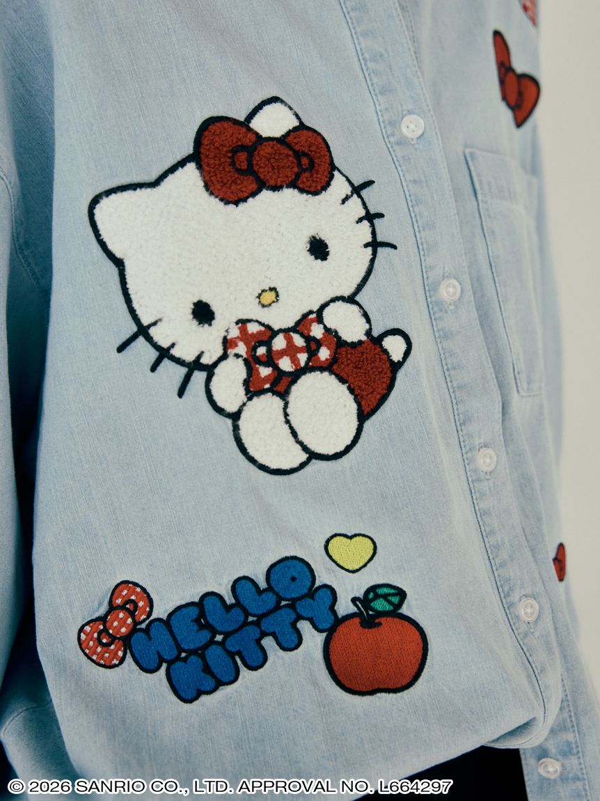 サガラ刺繍ワッペンオーバーデニムシャツ(トップス) │sanrio house
