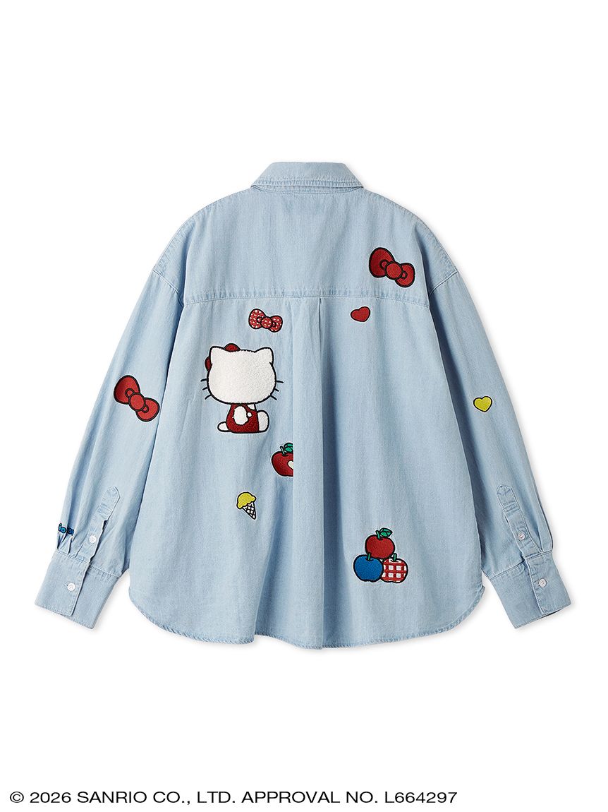 サガラ刺繍ワッペンオーバーデニムシャツ(トップス) │sanrio house