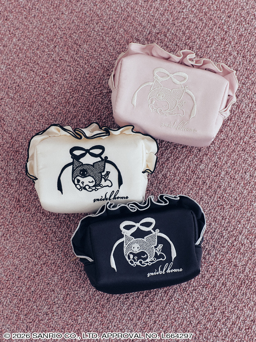 ONLINE限定カラーあり】【SNIDEL HOME】クロミ サテン刺繍フリルポーチ