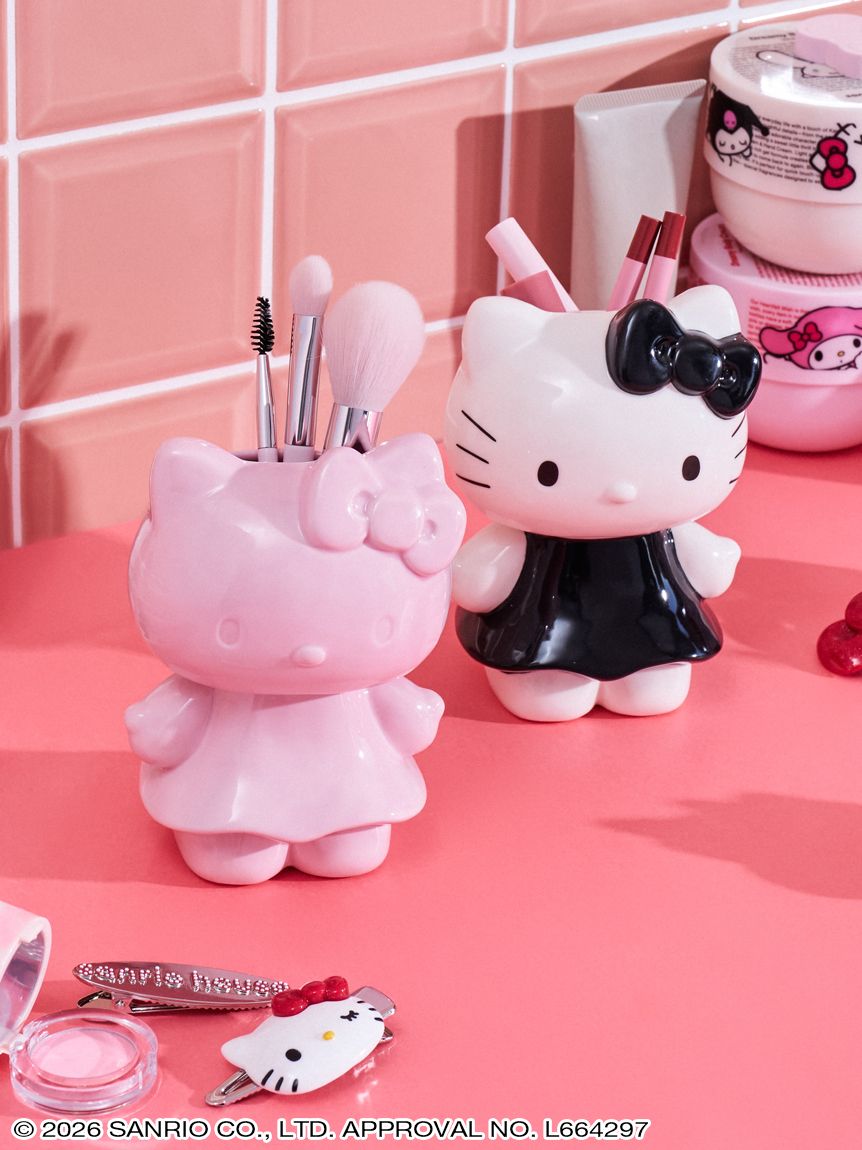 美品　Sanrio ハローキティ　まな板　グラス　スタンド　2点セット売り ONLINE限定カラーあり】ハローキティ メイクブラシスタンド(その他