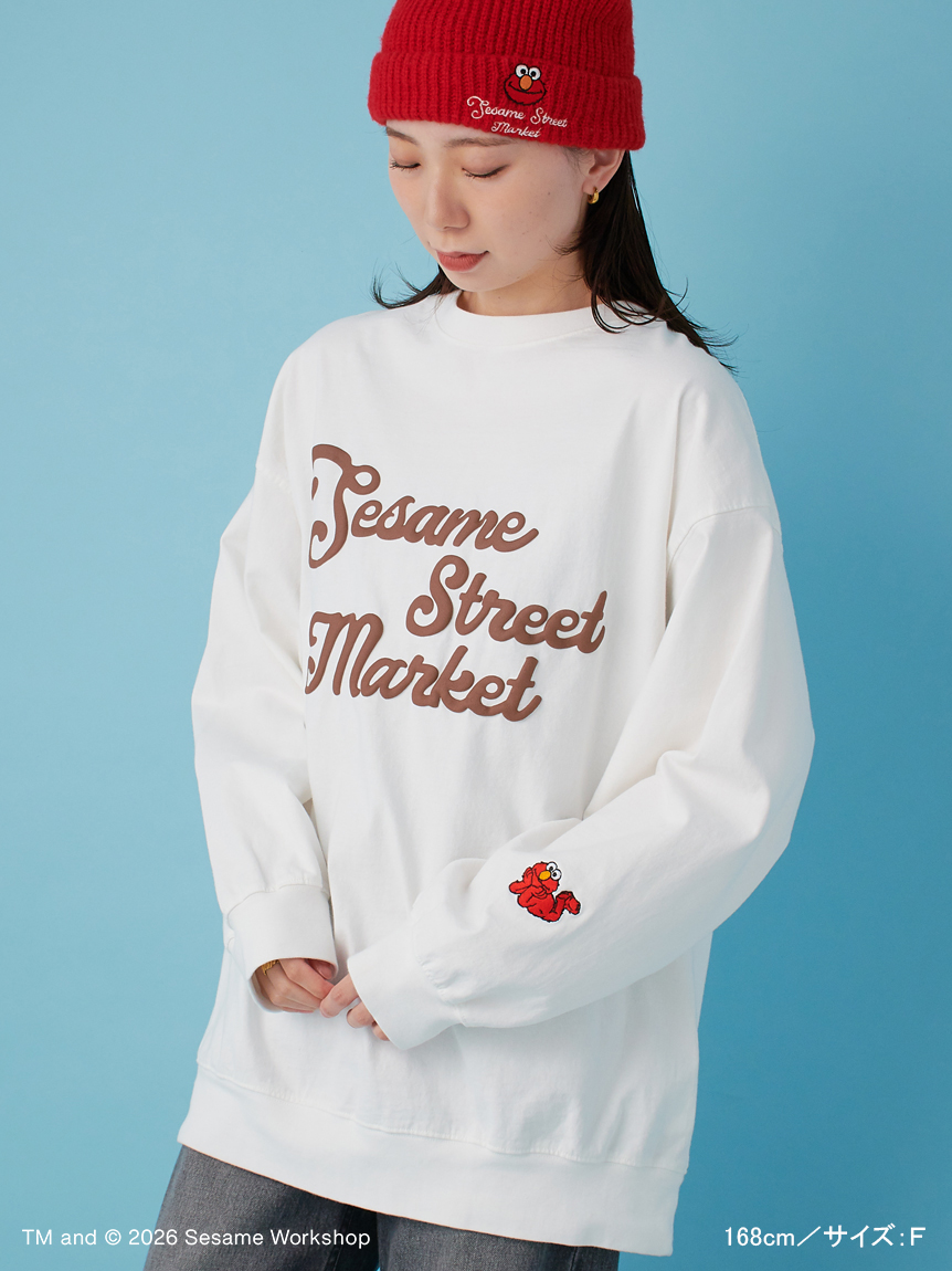 BIG HUGS,BIG HEARTS】発砲ロゴプリントロングTシャツ(トップス 