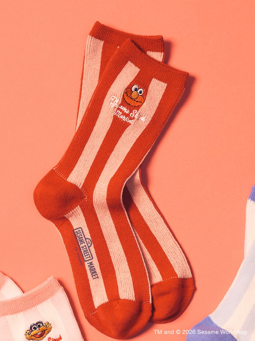 BIG HUGS,BIG HEARTS】ストライプ柄刺繍ソックス(インナー・靴下