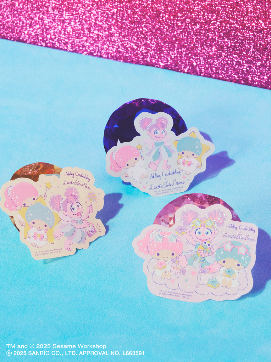 PRINCESS ステッカー ピンクと白 封筒付き アビー×リトルツインスターズ】ホログラムステッカー(シール・スタンプ