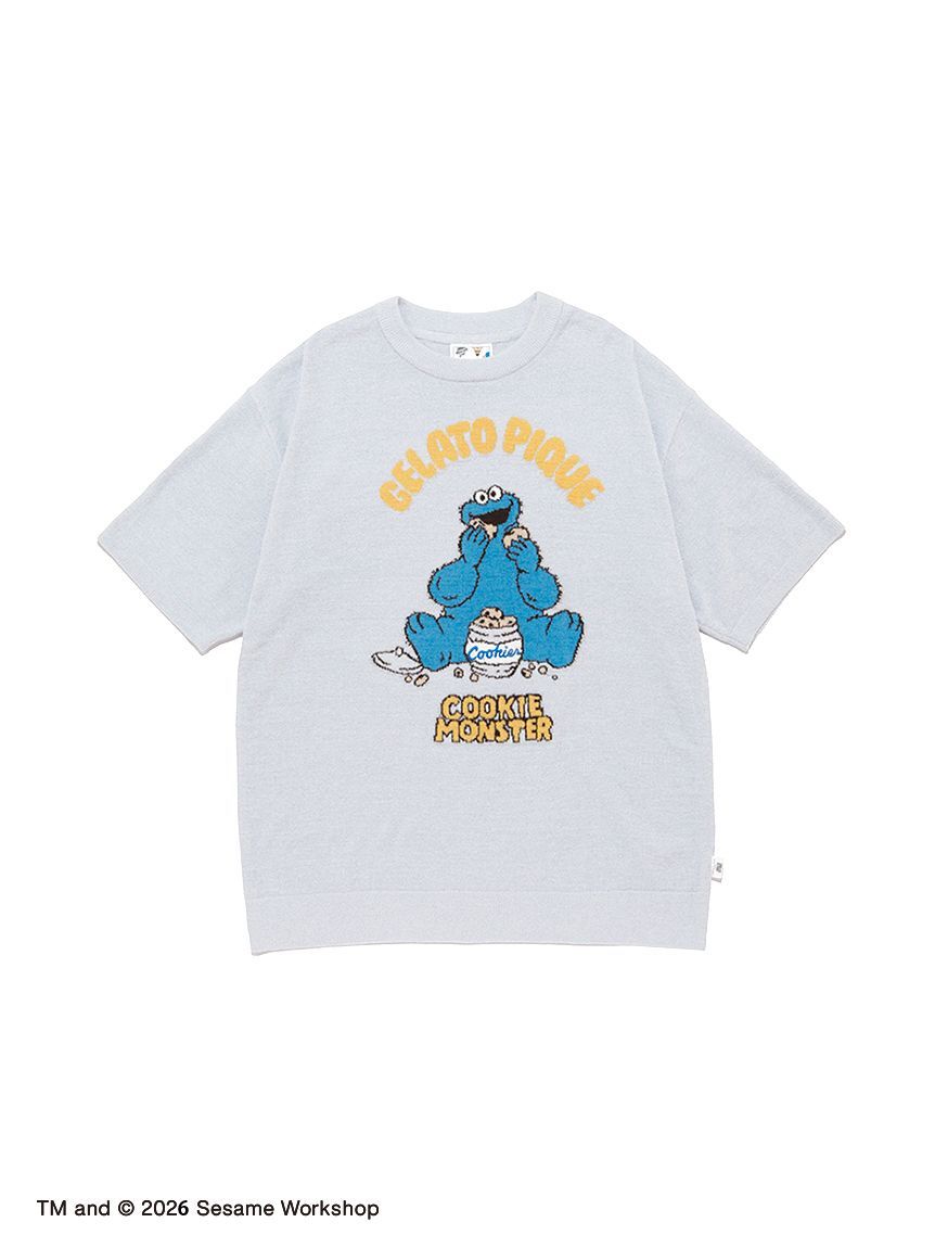 セサミストリートプルオーバー＆ロングパンツセット　オフホワイト セサミ 総柄ロングTシャツ ロングパンツ セット ルームウェア