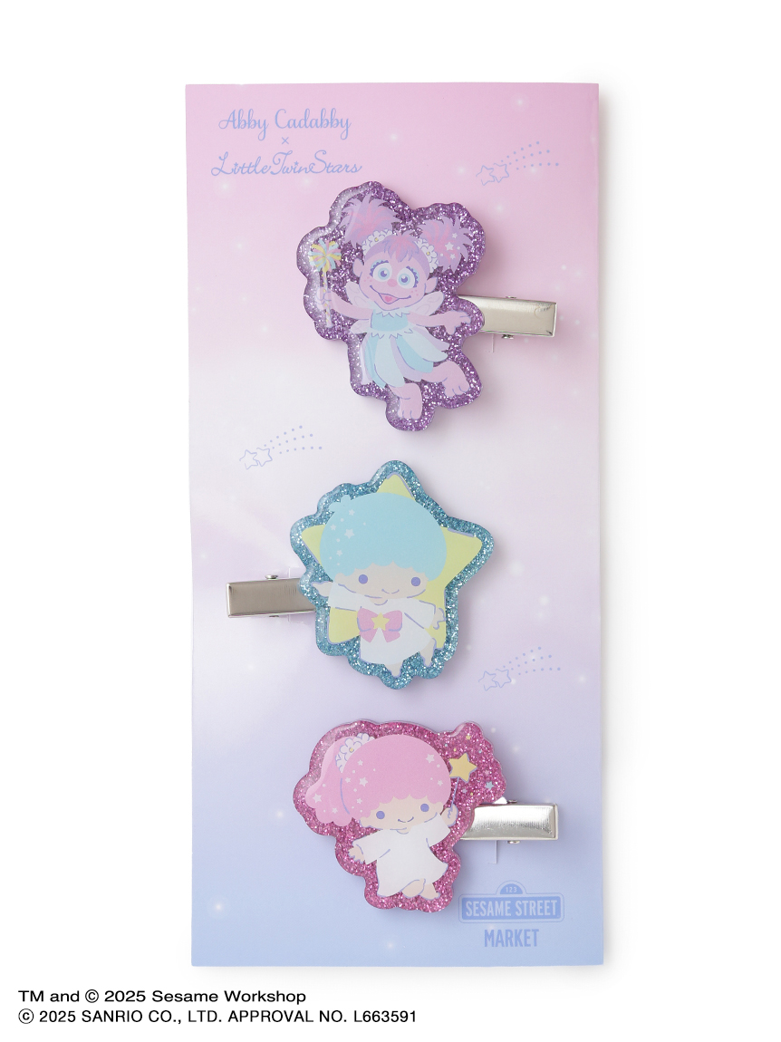 アビー×リトルツインスターズ】ラメアクリルヘアクリップセット(ヘア