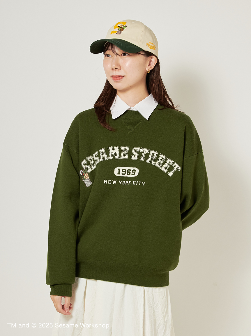 SESAME STREET MONSTERS】【UNISEX】カレッジロゴ ジャガードニット