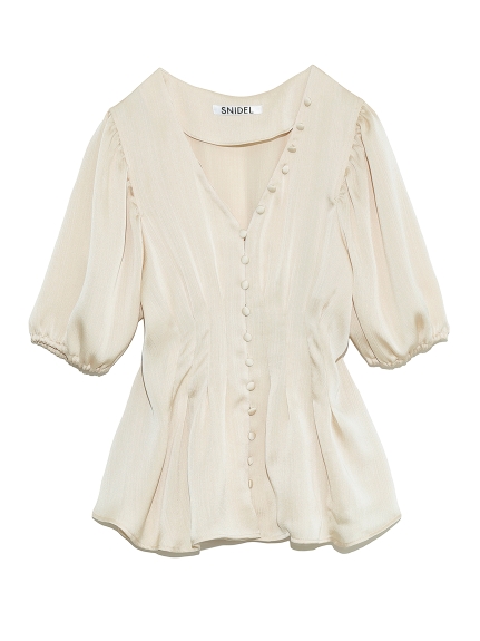 サテンペプラムブラウス