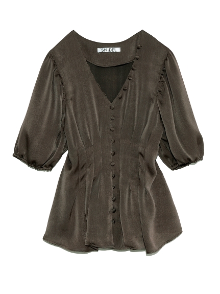 サテンペプラムブラウス