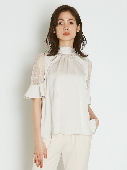 サテンシアースリーブブラウス