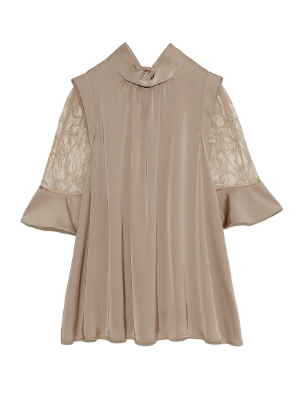 サテンシアースリーブブラウス