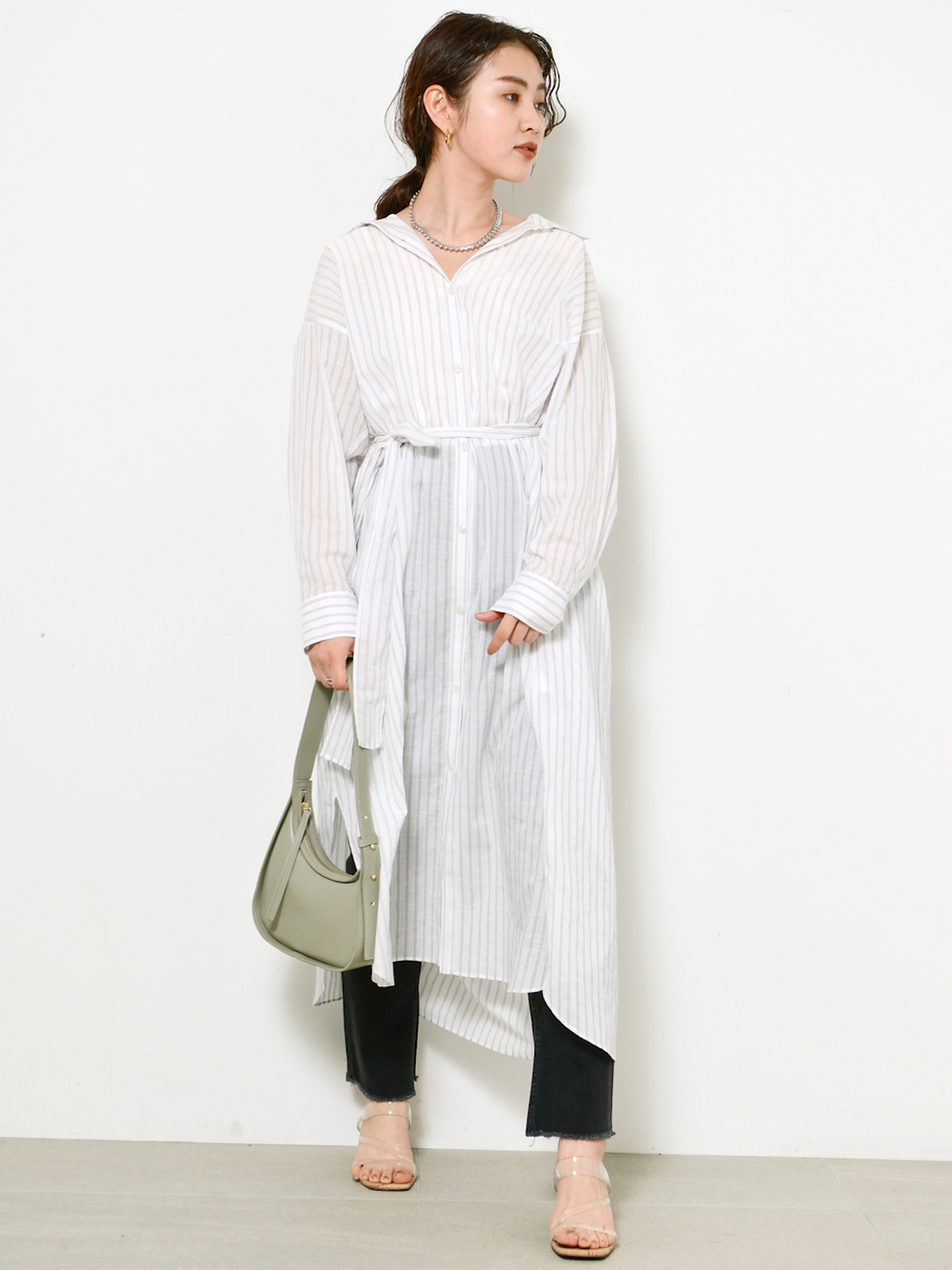 バリエストライプロングシャツ