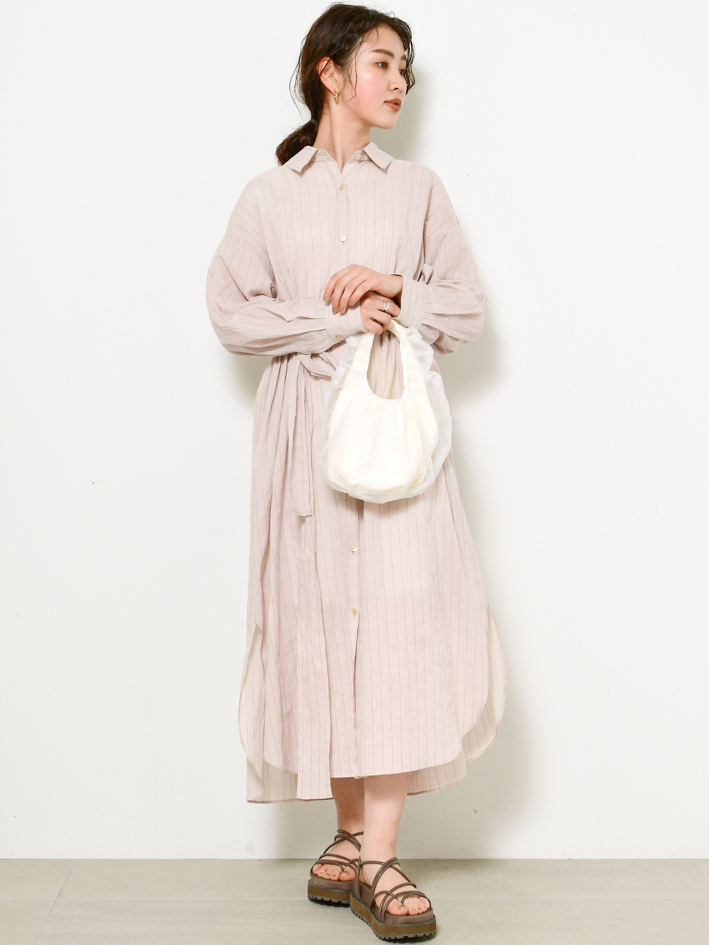 バリエストライプロングシャツ