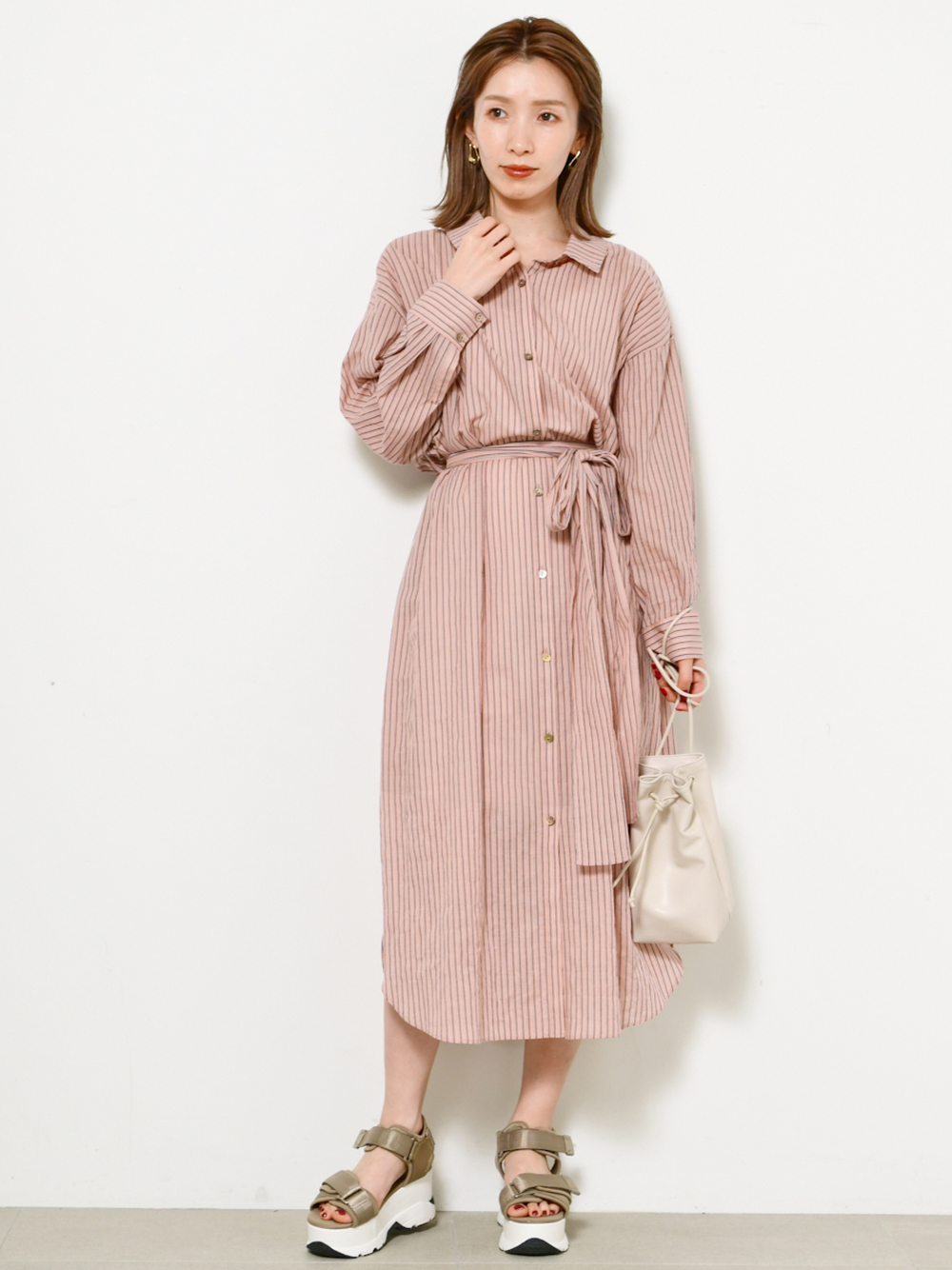 バリエストライプロングシャツ