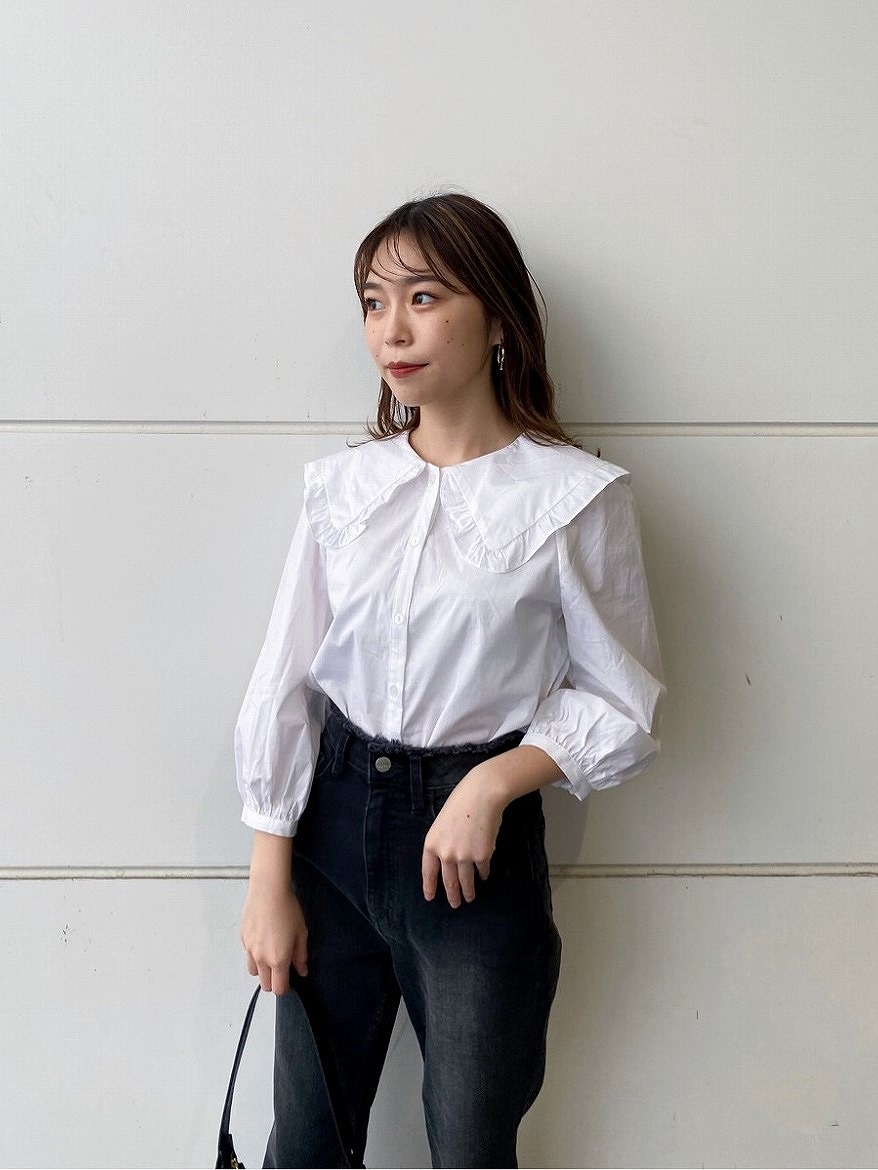 ビッグカラーパフスリーブブラウス