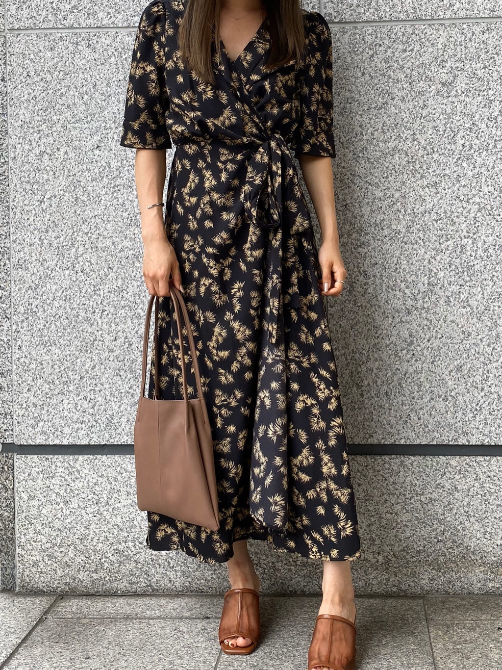 カシュクールプリントワンピース