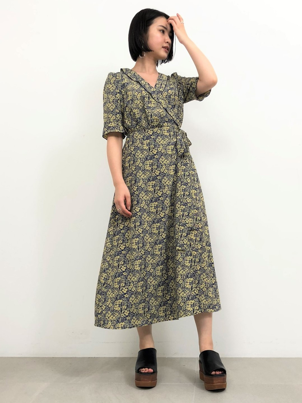 カシュクールプリントワンピース