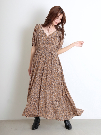 カシュクールプリントワンピース