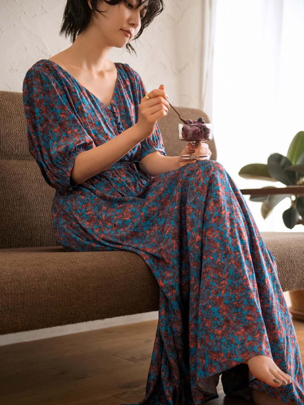 カシュクールプリントワンピース