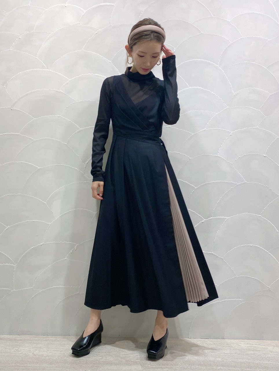 アシメスイッチングワンピース(BLK-F)
