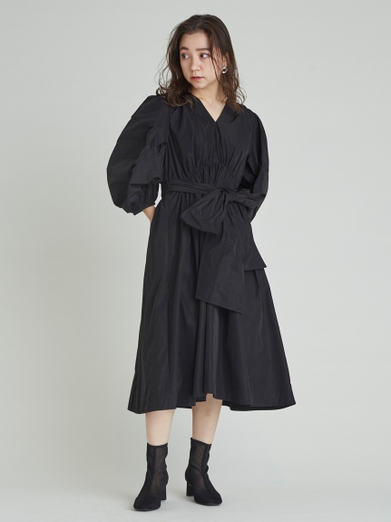 タフタボリュームミディワンピース