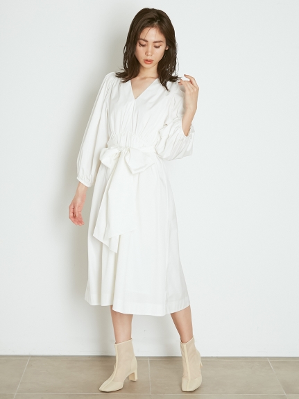 ORGANICSタフタボリュームミディワンピース