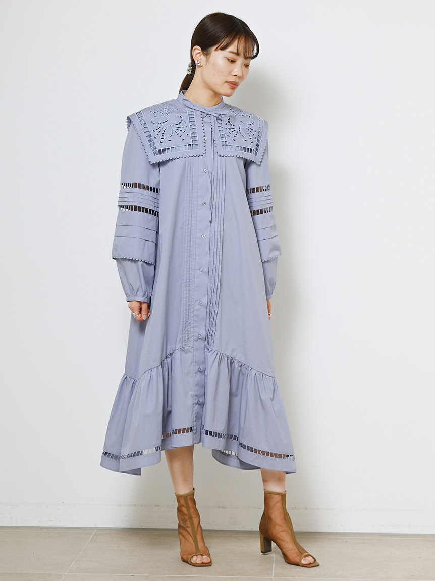 パンチングレースビッグカラーワンピース マキシ ロングワンピース ワンピース Snidel スナイデル の通販サイト 公式