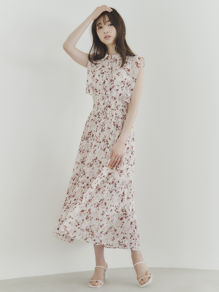 新品タグ付き✨ SNIDEL プリントプリーツワンピース ロングワンピース 特売ンストア
