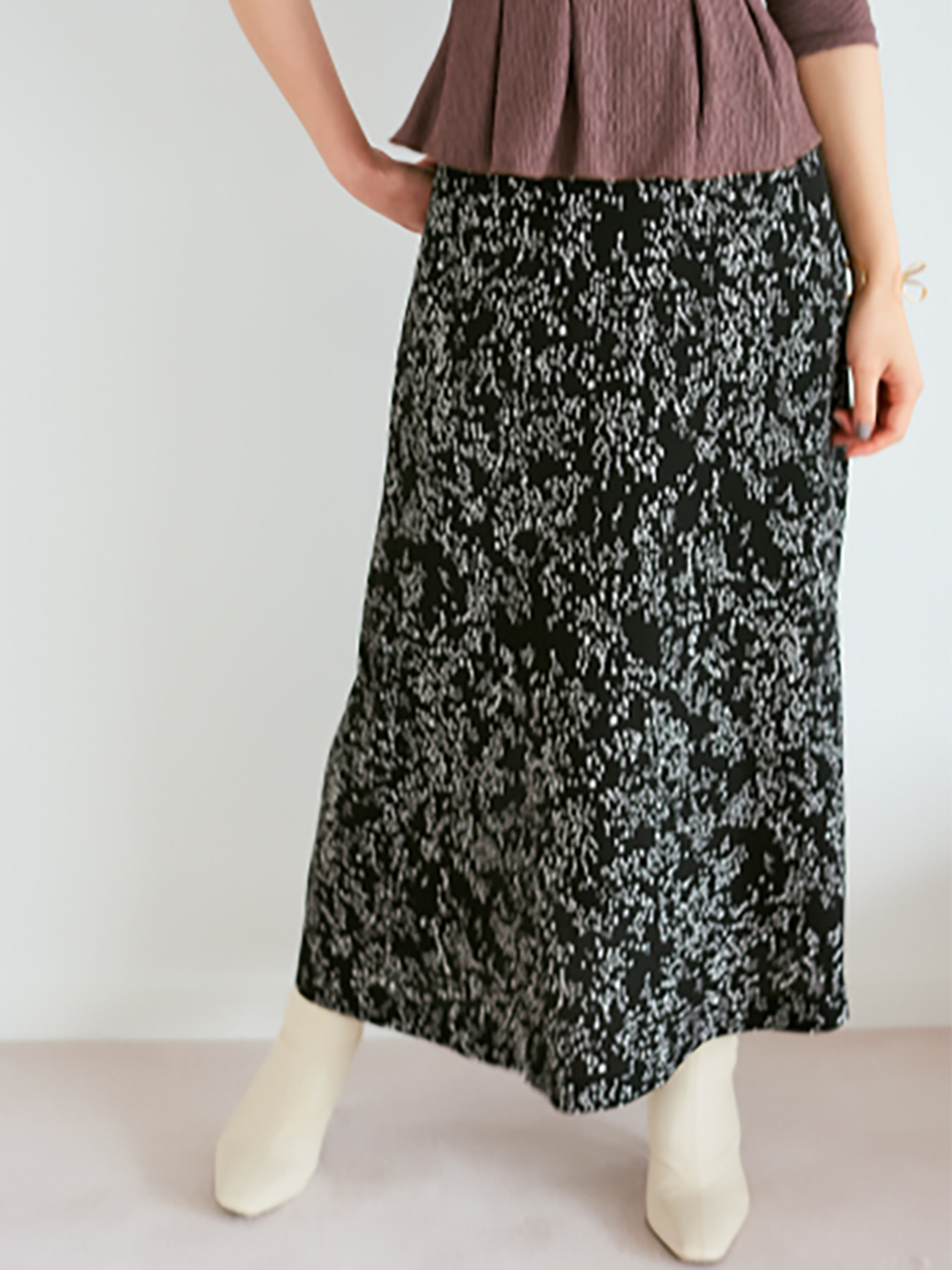 バリエーションプリントサテンスカート