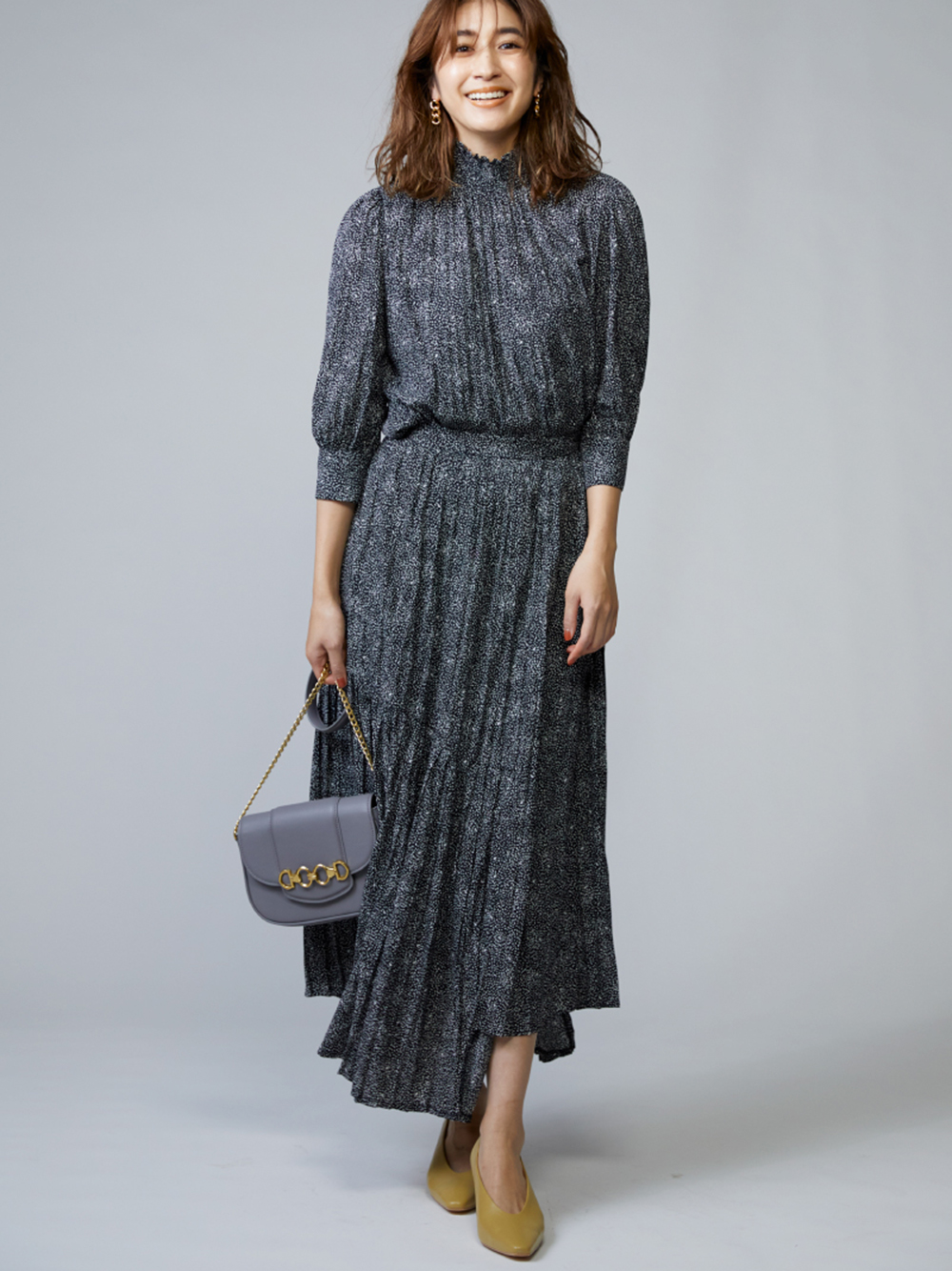 イレギュラープリーツプリントスカート